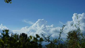 The blue sky view with the white clouds in summer photo