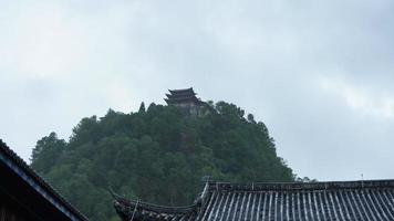 The beautiful mountains view with the cloudy sky and valley among them photo