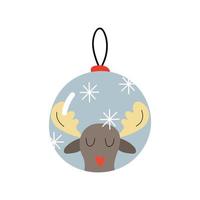 Deer Christmas ball on a white background. Vector illustration.
