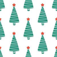 Cute winter Christmas trees pattern in cartoon style in vector. Design for winter decoration interior, print posters, greeting card, business banner, wrapping. vector