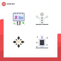 Set of 4 Vector Flat Icons on Grid for advertisement diwali sign celebrate holi Editable Vector Design Elements