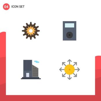 User Interface Pack of 4 Basic Flat Icons of settings ipod production work technology Editable Vector Design Elements