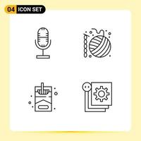 Line Pack of 4 Universal Symbols of audio smoke microphone crochet hobby Editable Vector Design Elements