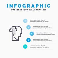 depresión dolor humano melancolía triste icono de línea con 5 pasos presentación infografía fondo vector