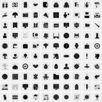Set of 100 Business Solid Glyph icons vector