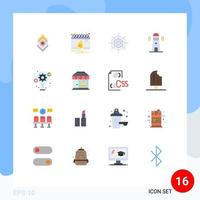 Universal Icon Symbols Group of 16 Modern Flat Colors of creative idea halloween tower building Editable Pack of Creative Vector Design Elements