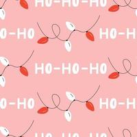 Cute winter Christmas ho ho ho pattern in cartoon style in vector. Design for winter decoration interior, print posters, greeting card, business banner, wrapping. vector