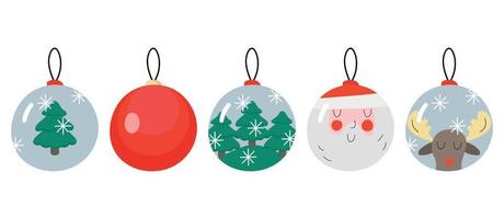 coloridas bolas navideñas. un conjunto de decoraciones realistas aisladas. ilustración vectorial vector