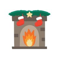 chimenea navideña. decoraciones de feliz año nuevo. feliz navidad vacaciones. celebrando año nuevo y navidad. vector