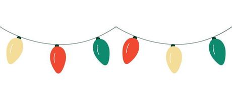 Christmas decorations ribbon light garlands. Holiday decor. vector