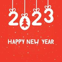 Cute lettering of New Year 2023. Hand drawn vector illustration. Winter elements for greeting cards, posters, stickers and seasonal design.