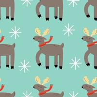 Cute winter Christmas deer pattern in cartoon style in vector. Design for winter decoration interior, print posters, greeting card, business banner, wrapping. vector