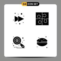 Group of 4 Modern Solid Glyphs Set for arrow auditing part solution tax monitoring Editable Vector Design Elements