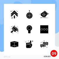 9 Solid Glyph concept for Websites Mobile and Apps brush arts honor art motor Editable Vector Design Elements