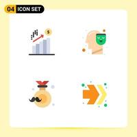 Modern Set of 4 Flat Icons Pictograph of business dad dollar happy fathers day Editable Vector Design Elements