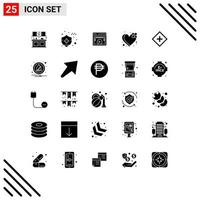 Set of 25 Modern UI Icons Symbols Signs for help heart display broken bandage Editable Vector Design Elements