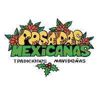posadas mexicanas - alojamiento navideño texto español, emblema festivo vector