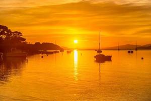 Scenic view of golden sunset in south of France photo