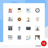 conjunto de 16 iconos de interfaz de usuario modernos signos de símbolos para seguridad de tarjeta tarjeta de cajero automático reloj de apartamento paquete editable de elementos de diseño de vectores creativos