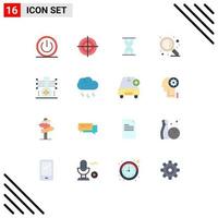 Set of 16 Modern UI Icons Symbols Signs for knowledge zoom circle search loading Editable Pack of Creative Vector Design Elements