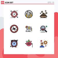 Universal Icon Symbols Group of 9 Modern Filledline Flat Colors of laboratory danger dessert chemistry dish Editable Vector Design Elements