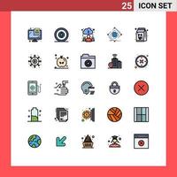 Pictogram Set of 25 Simple Filled line Flat Colors of diet net location internet complex Editable Vector Design Elements