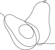 Avocado continuous line drawing vector