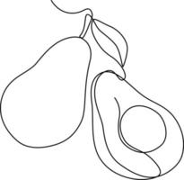 Avocado continuous line drawing vector