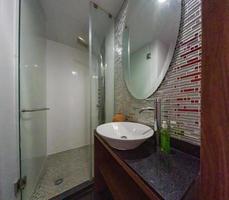 small bathroom of an apartment modern decoration, elegant interior, mexico photo