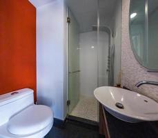small bathroom of an apartment modern decoration, elegant interior, mexico photo