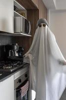 fantasma cocinando en una cocina, cocina moderna, hoja blanca fantasma, mexico america latina, mexico foto