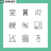 Pack of 9 creative Outlines of back to school hobbies forklift tic tac toe next Editable Vector Design Elements