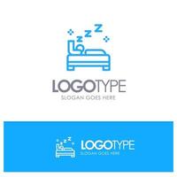 Bed Bedroom Clean Cleaning Blue outLine Logo with place for tagline vector