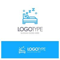 dormitorio de cama limpieza limpia logotipo de contorno azul con lugar para eslogan vector