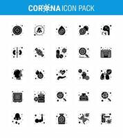CORONAVIRUS 25 Solid Glyph Icon set on the theme of Corona epidemic contains icons such as people healthcare drop cough message viral coronavirus 2019nov disease Vector Design Elements