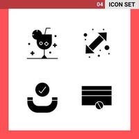 4 Icon Pack Solid Style Glyph Symbols on White Background Simple Signs for general designing vector