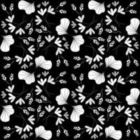 Abstract black and white flowers pattern. vector