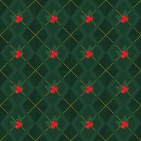 Christmas theme seamless pattern on green, flat vector. vector