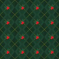 Christmas theme seamless pattern on green, flat vector. vector