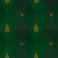 Christmas theme seamless pattern on green, flat vector. vector