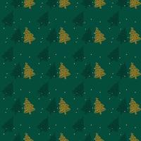 Christmas theme seamless pattern on green, flat vector. vector