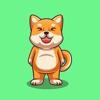 Cute Shiba Inu Cartoon Illustration. Shiba Inu Animal Concept. Flat Cartoon Style vector