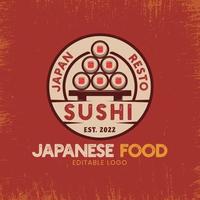 plantilla de logotipo vintage de comida japonesa de sushi. concepto retro del logotipo de la casa de sushi. vector