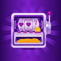 Slot machine with golden crypto coins. Casino jackpot concept in realistic style vector