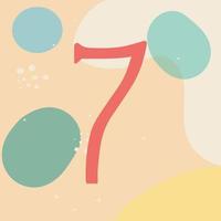 Hand drawn background with number seven. Hand made design. Vector art