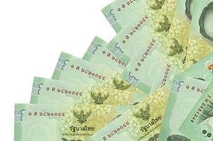 20 Thai Baht bills lies in different order isolated on white. Local banking or money making concept photo