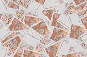 100 Croatian kuna bills lies in big pile. Rich life conceptual background photo