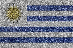 Uruguay flag depicted on many small shiny sequins. Colorful festival background for party photo