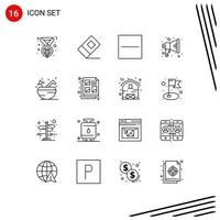 Outline Pack of 16 Universal Symbols of summer coconut delete beach megaphone Editable Vector Design Elements