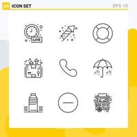 Group of 9 Outlines Signs and Symbols for packaging logistics basic delivery ux Editable Vector Design Elements